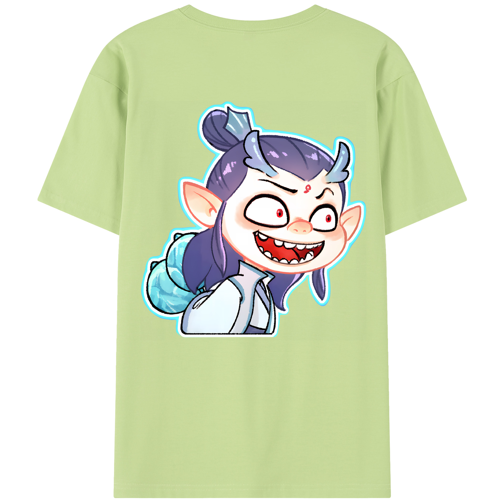 （画像用） Ne Zha 2 ナタ 魔童の大暴れ 綿100％半袖Tシャツ（背面プリント）